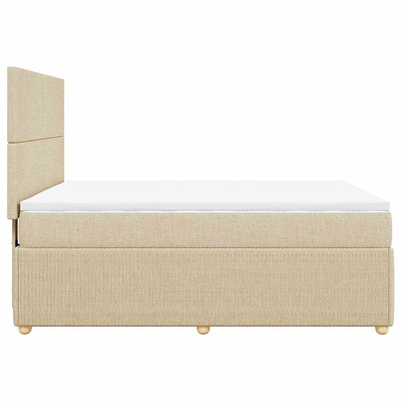Pat continental cu saltea, crem, 140x200 cm, material textil