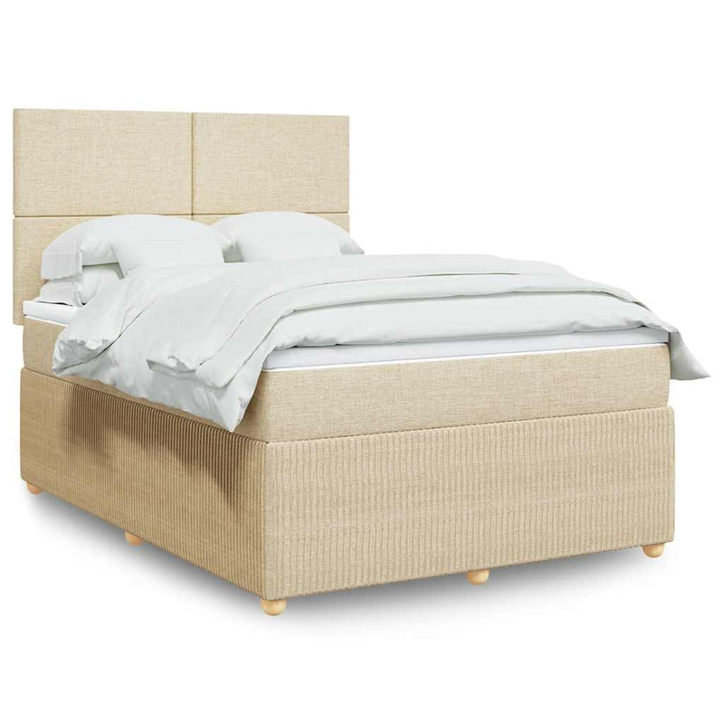 Pat continental cu saltea, crem, 140x200 cm, material textil
