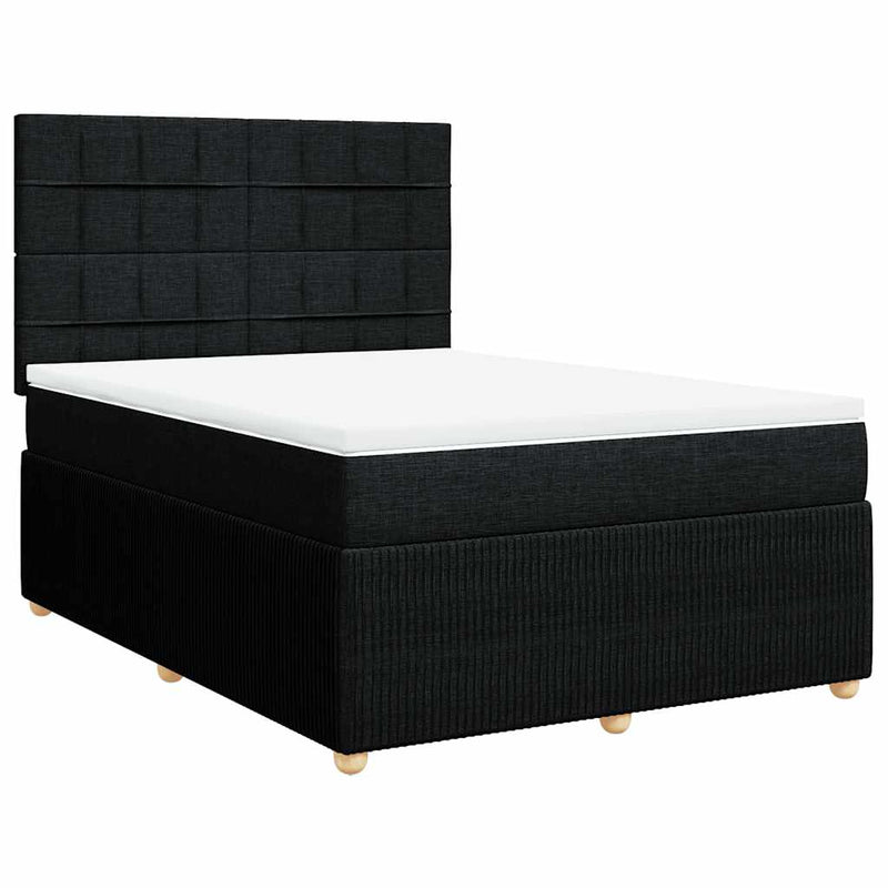 Pat box spring cu saltea, negru, 140x200 cm, textil