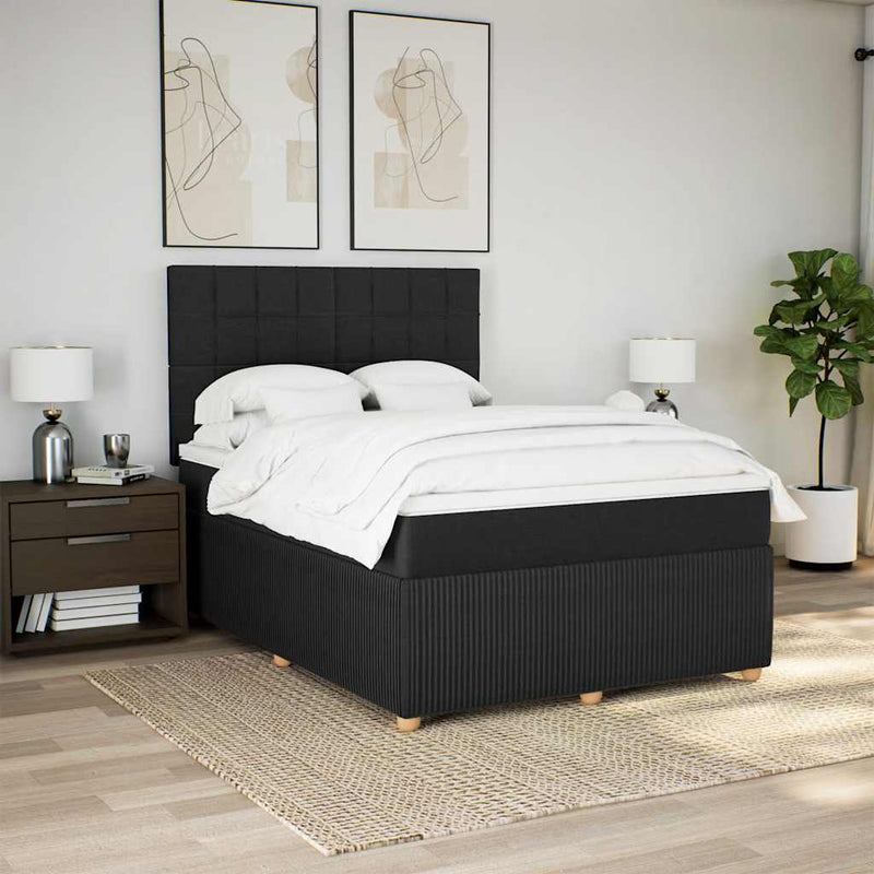 Pat box spring cu saltea, negru, 140x200 cm, textil