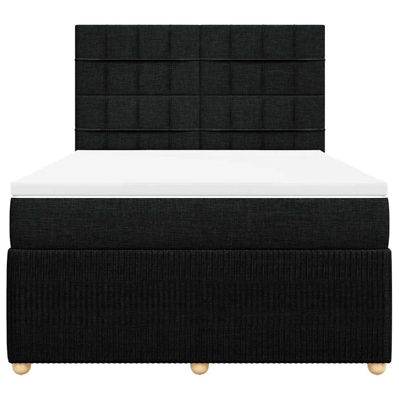 Pat box spring cu saltea, negru, 140x200 cm, textil