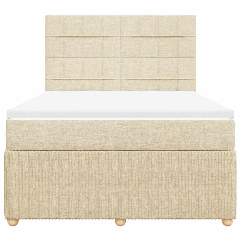 Pat continental cu saltea, crem, 140x200 cm, material textil