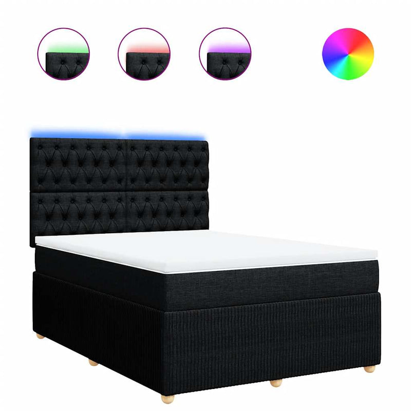 Pat box spring cu saltea, negru, 140x200 cm, textil