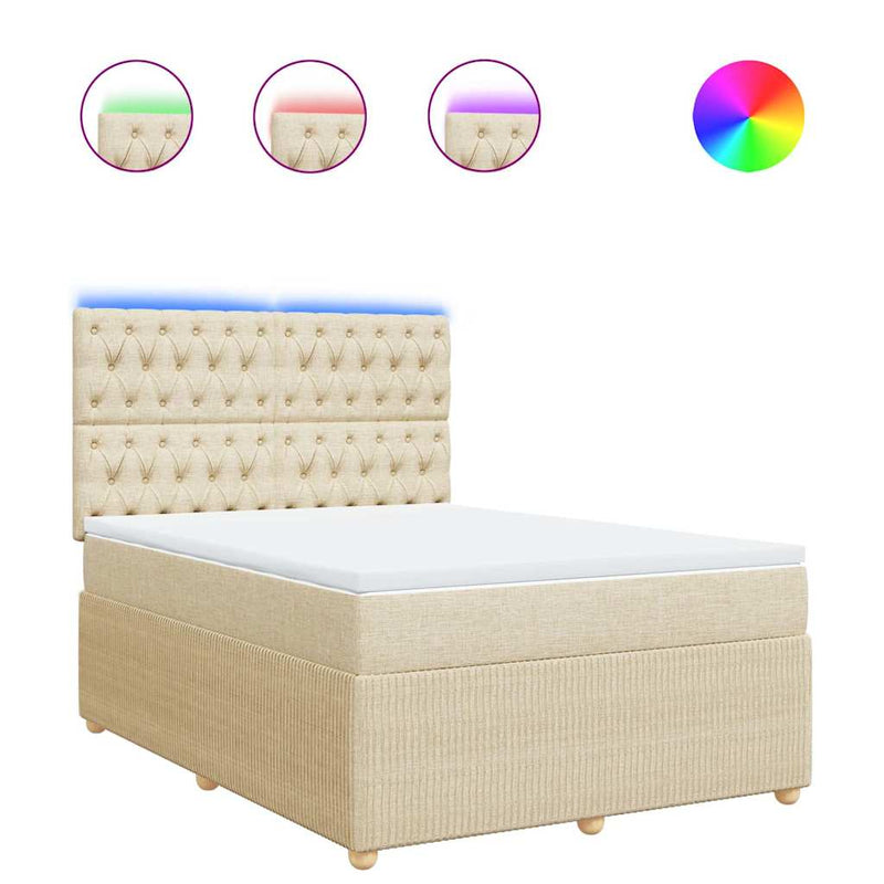Pat continental cu saltea, crem, 140x200 cm, material textil