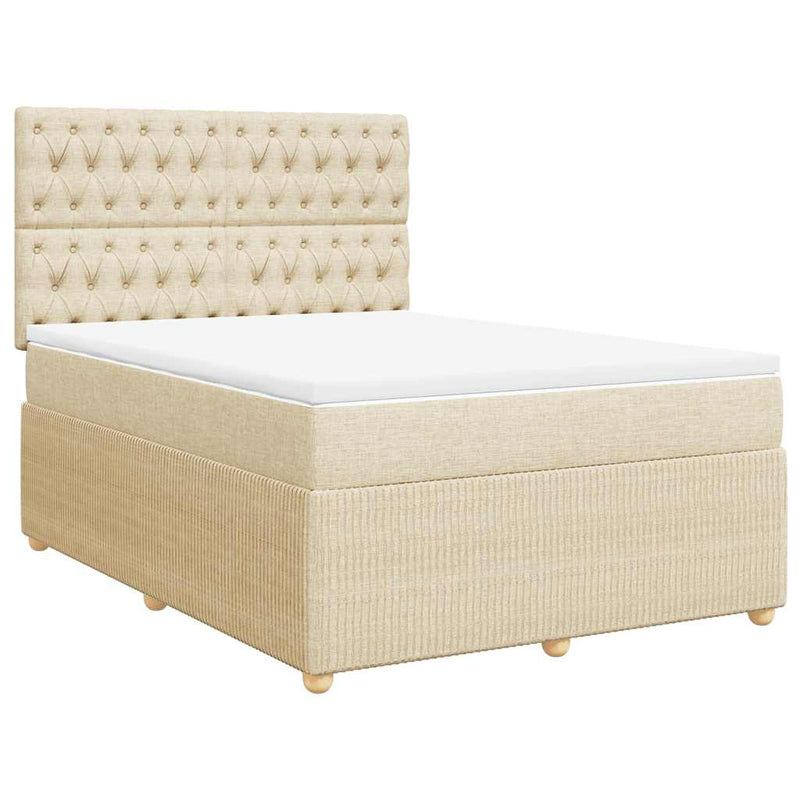 Pat continental cu saltea, crem, 140x200 cm, material textil