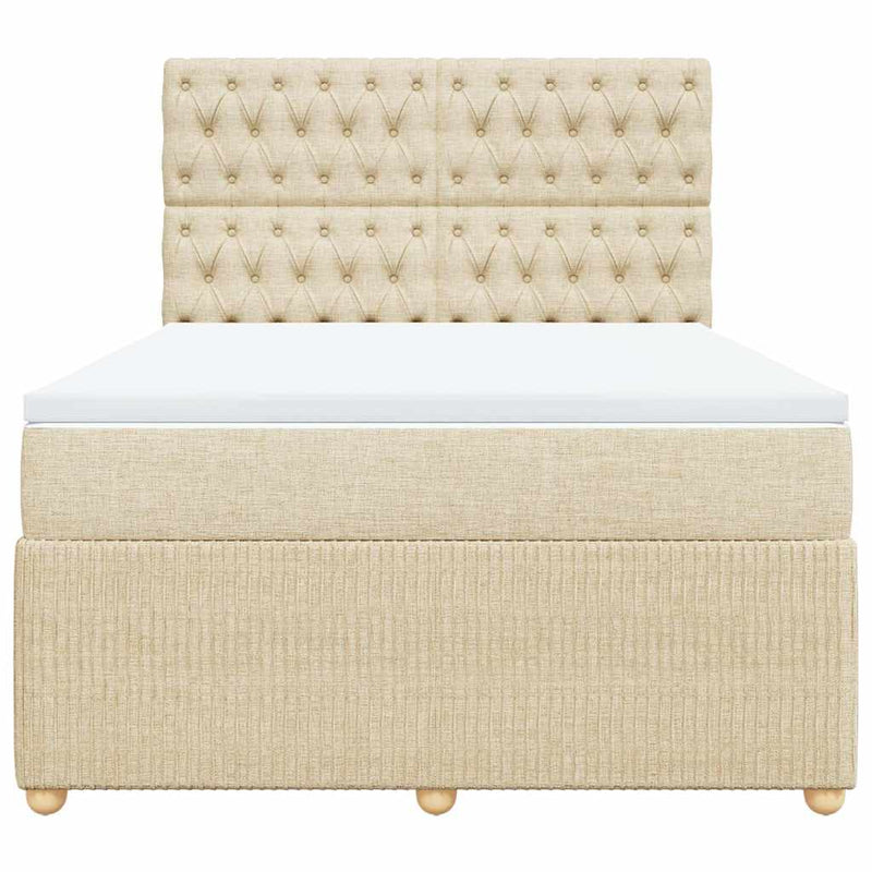 Pat continental cu saltea, crem, 140x200 cm, material textil