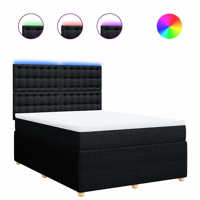 Pat box spring cu saltea, negru, 140x200 cm, textil