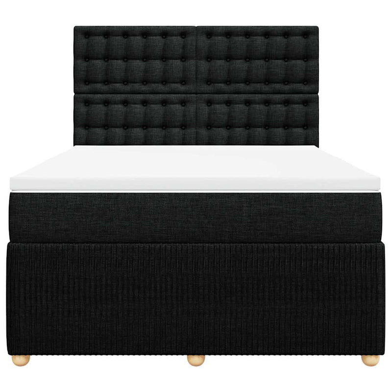 Pat box spring cu saltea, negru, 140x200 cm, textil