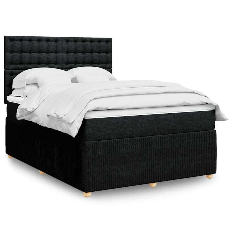 Pat box spring cu saltea, negru, 140x200 cm, textil