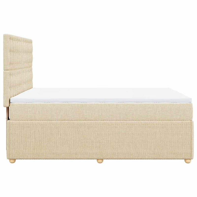 Pat continental cu saltea, crem, 140x200 cm, material textil