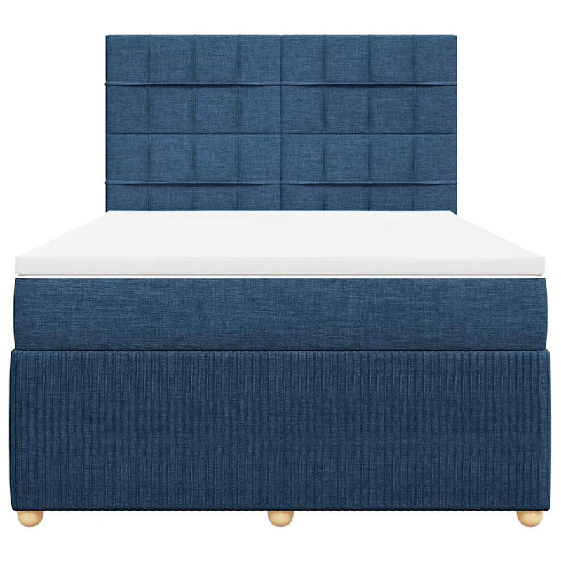 Pat continental cu saltea, albastru, 160x200cm, material textil
