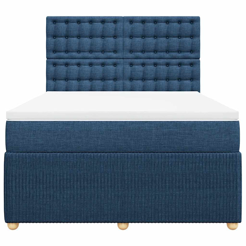 Pat continental cu saltea, albastru, 160x200cm, material textil
