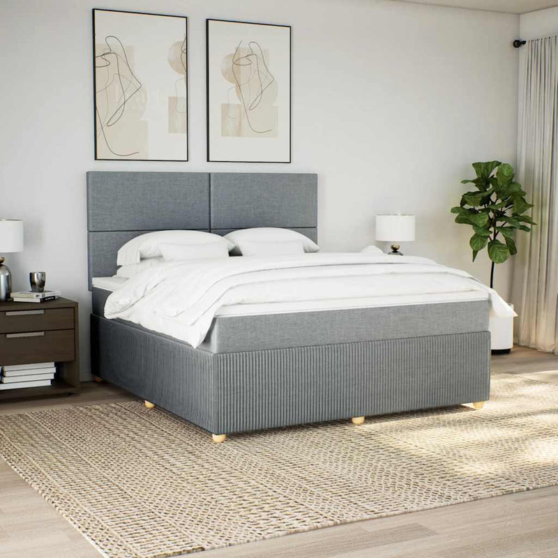 Pat continental, gri deschis, 180x200 cm, material textil