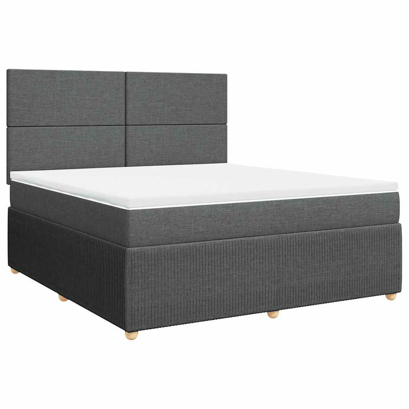 Pat box spring cu saltea, gri închis, 180x200 cm, textil