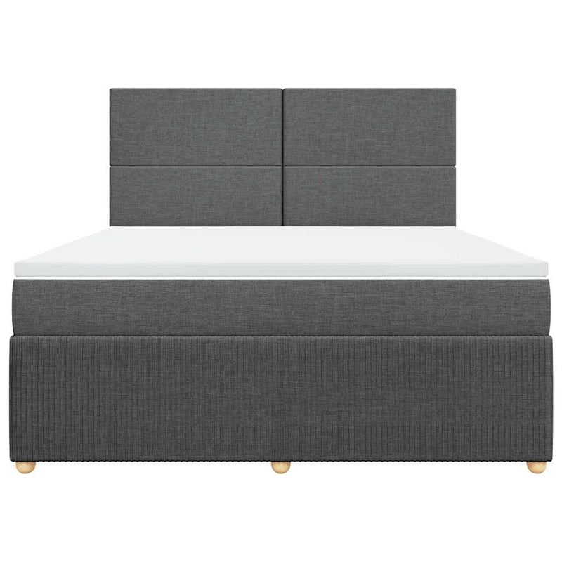 Pat box spring cu saltea, gri închis, 180x200 cm, textil