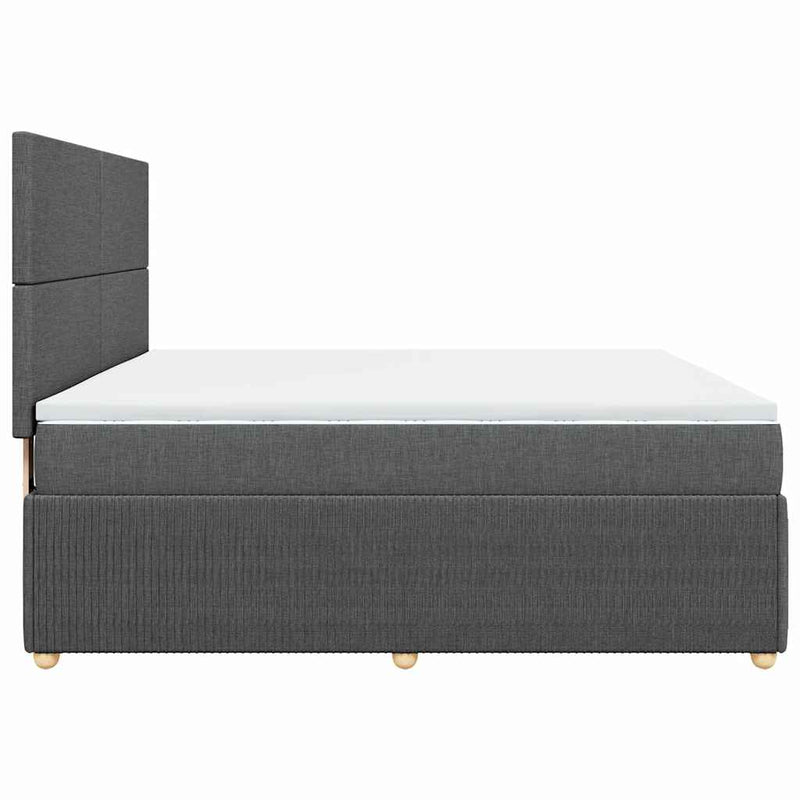 Pat box spring cu saltea, gri închis, 180x200 cm, textil