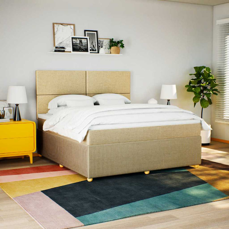 Pat continental cu saltea, crem, 180x200 cm, textil