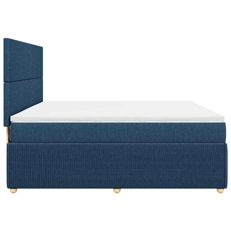 Pat box spring cu saltea, albastru, 180x200 cm, material textil