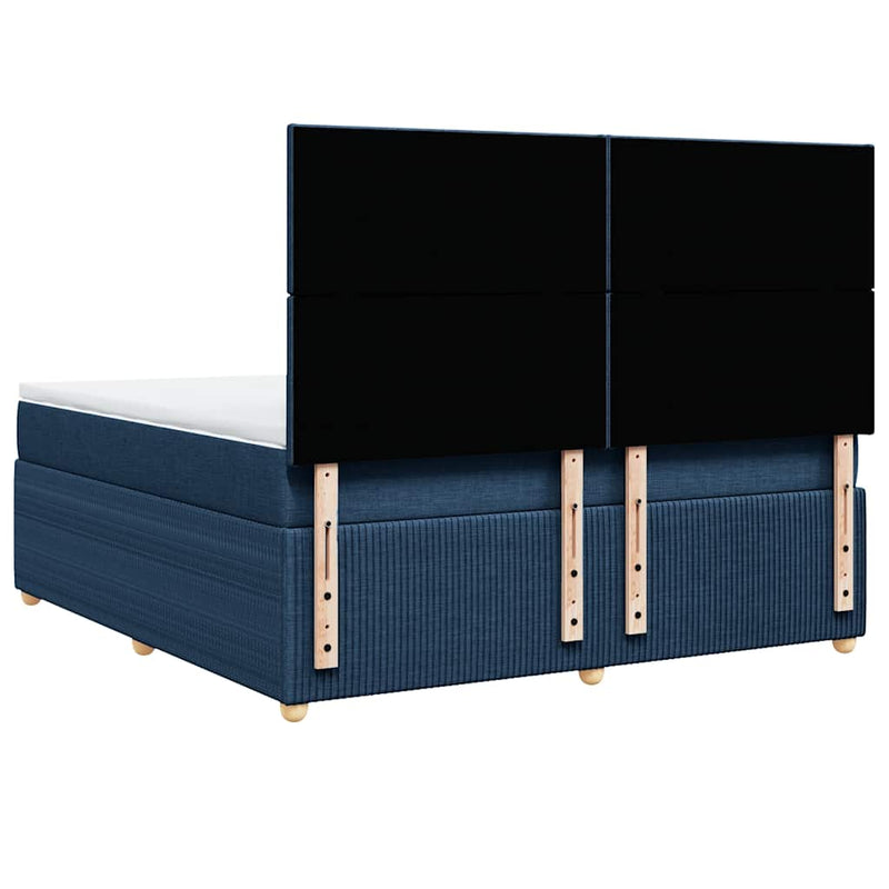 Pat box spring cu saltea, albastru, 180x200 cm, material textil