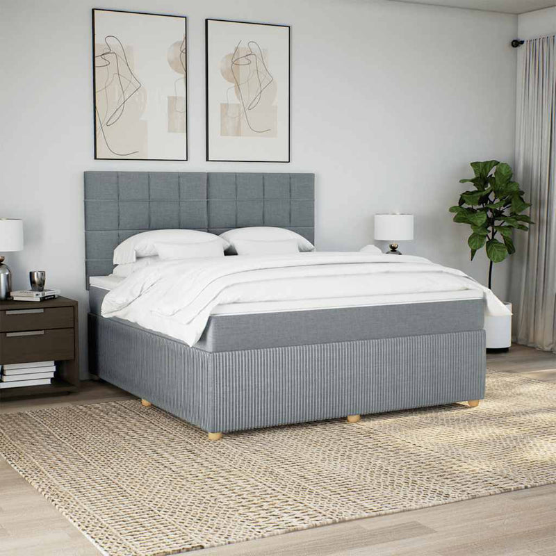 Pat continental, gri deschis, 180x200 cm, material textil