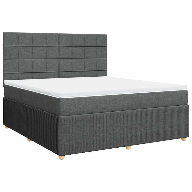 Pat box spring cu saltea, gri închis, 180x200 cm, textil
