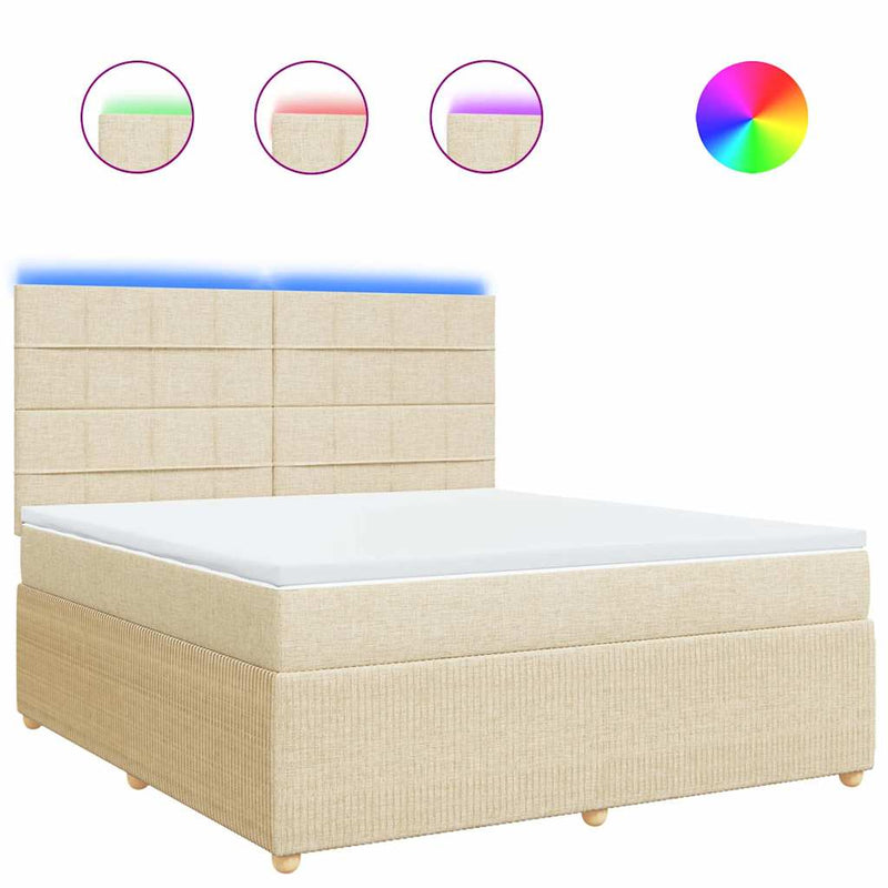 Pat continental cu saltea, crem, 180x200 cm, textil