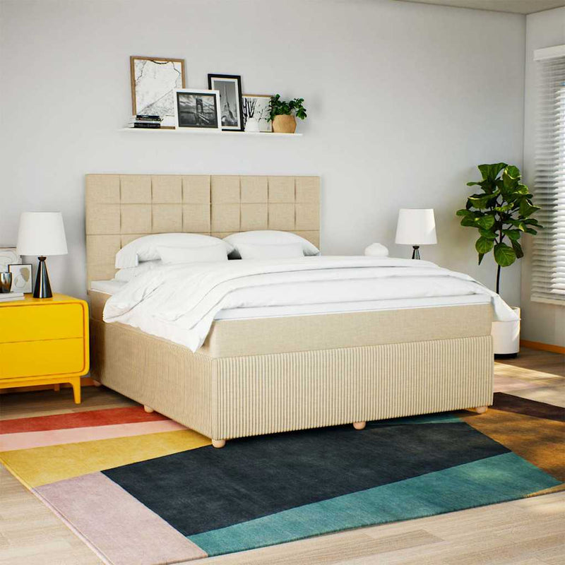 Pat continental cu saltea, crem, 180x200 cm, textil
