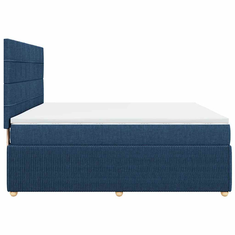 Pat box spring cu saltea, albastru, 180x200 cm, material textil