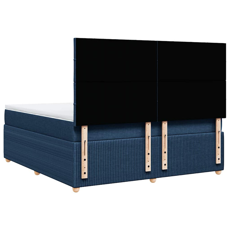 Pat box spring cu saltea, albastru, 180x200 cm, material textil