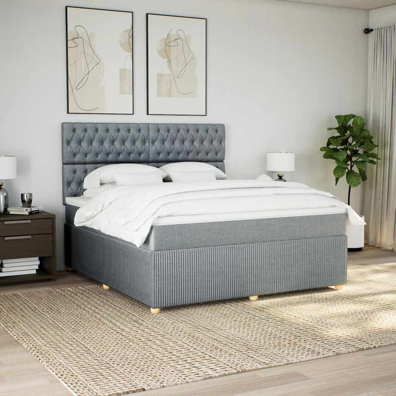 Pat continental, gri deschis, 180x200 cm, material textil
