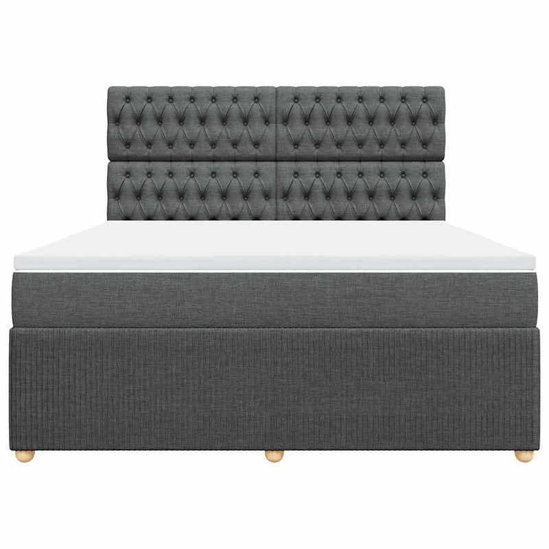 Pat box spring cu saltea, gri închis, 180x200 cm, textil
