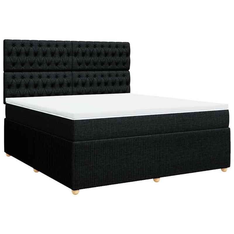 Pat box spring cu saltea, negru, 180x200 cm, catifea