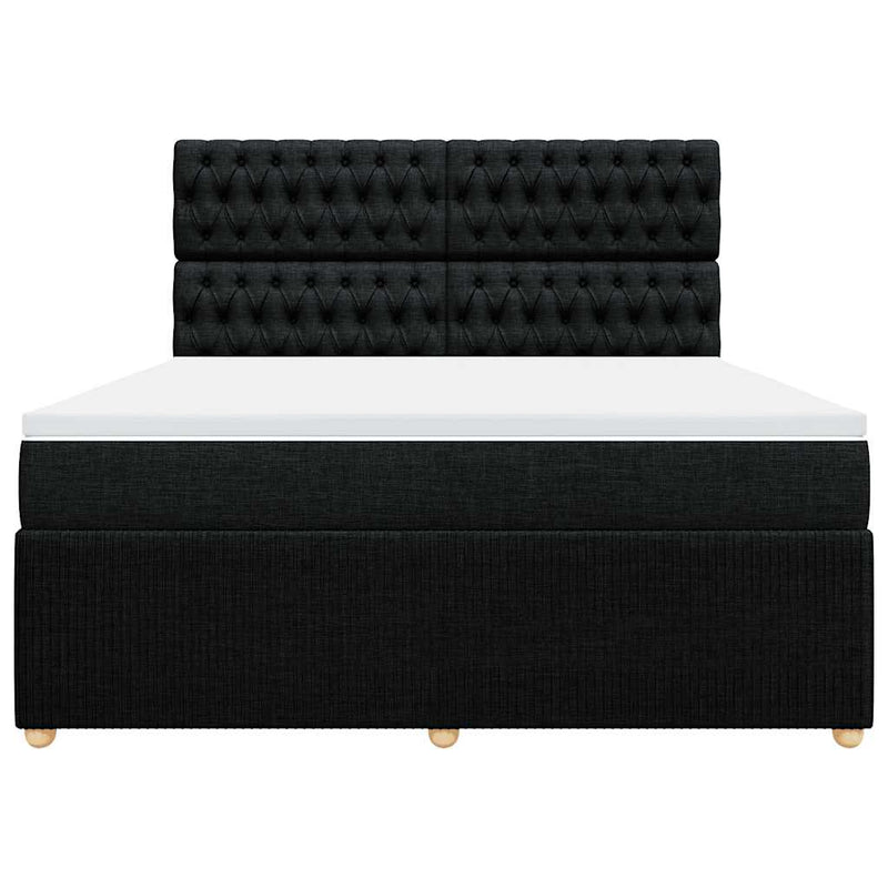 Pat box spring cu saltea, negru, 180x200 cm, catifea