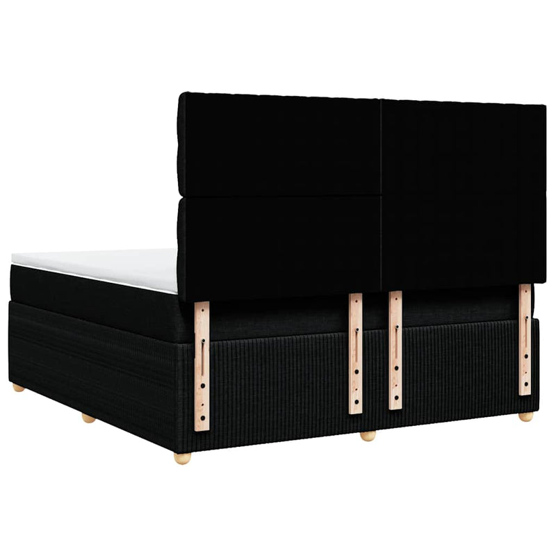 Pat box spring cu saltea, negru, 180x200 cm, catifea