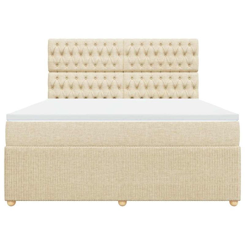 Pat continental cu saltea, crem, 180x200 cm, textil
