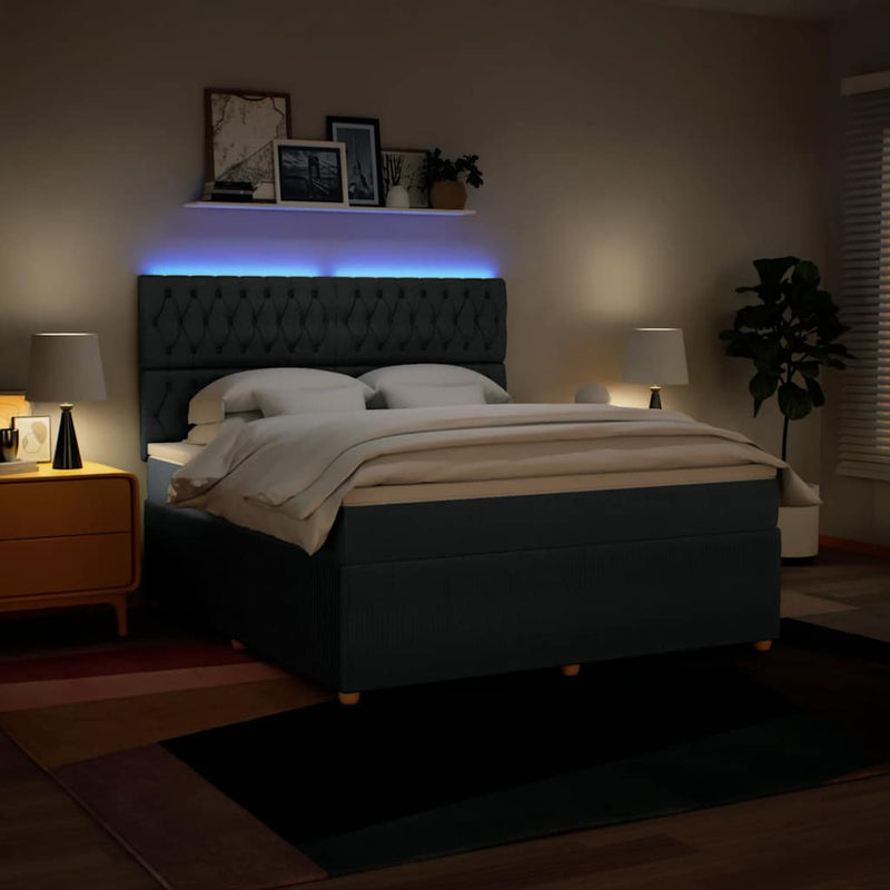 Pat box spring cu saltea, albastru, 180x200 cm, material textil