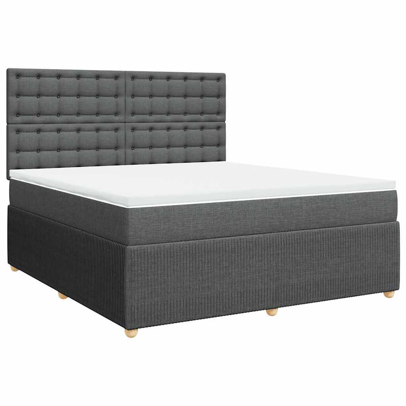 Pat box spring cu saltea, gri închis, 180x200 cm, textil