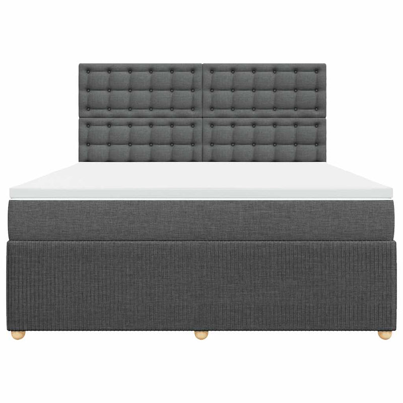 Pat box spring cu saltea, gri închis, 180x200 cm, textil