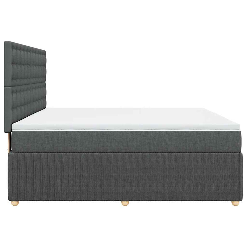 Pat box spring cu saltea, gri închis, 180x200 cm, textil