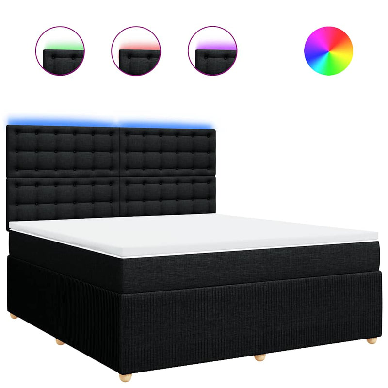 Pat box spring cu saltea, negru, 180x200 cm, catifea