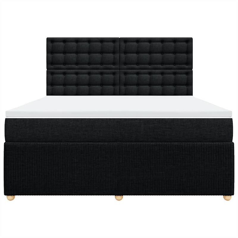 Pat box spring cu saltea, negru, 180x200 cm, catifea