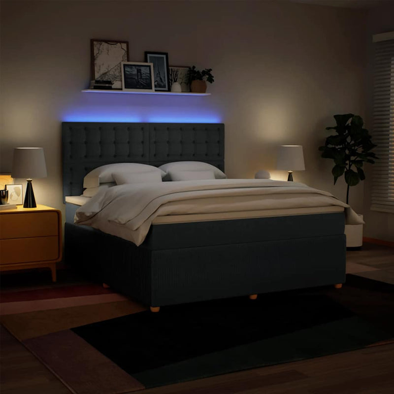 Pat box spring cu saltea, albastru, 180x200 cm, material textil