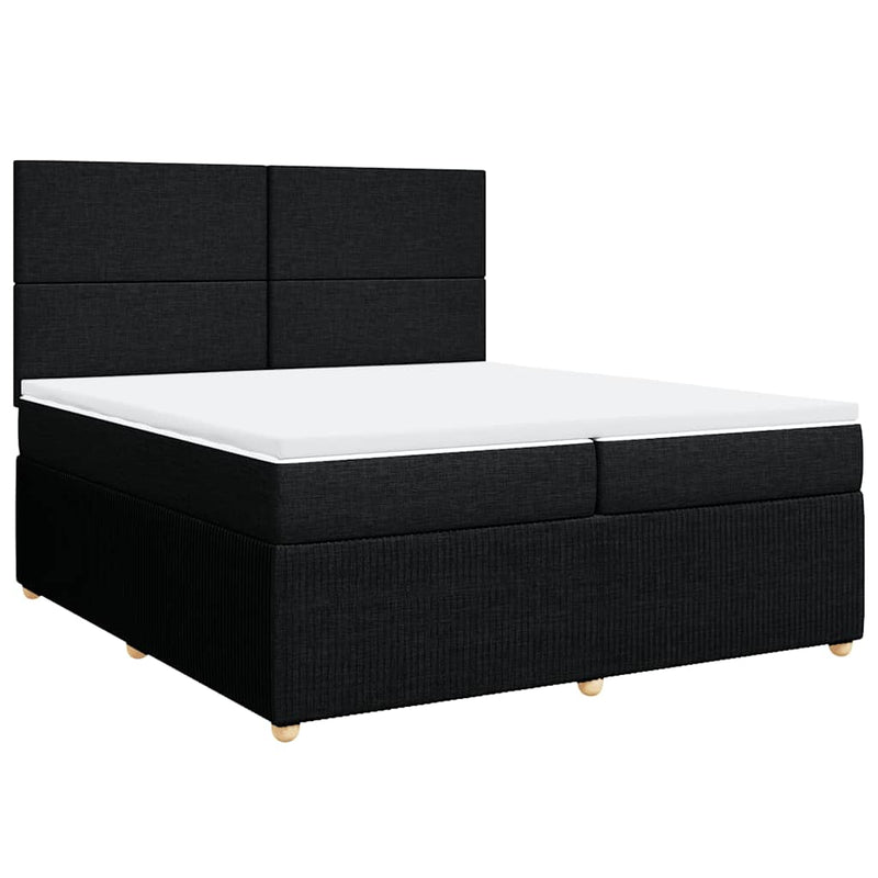 Pat box spring cu saltea, negru, 200x200 cm, textil