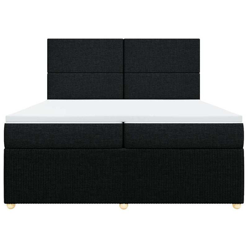 Pat box spring cu saltea, negru, 200x200 cm, textil