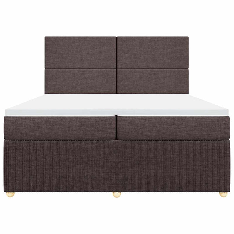 Pat box spring cu saltea, maro închis, 200x200 cm, textil
