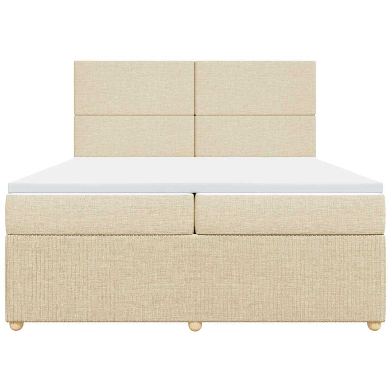 Pat box spring cu saltea, crem, 200x200 cm, textil