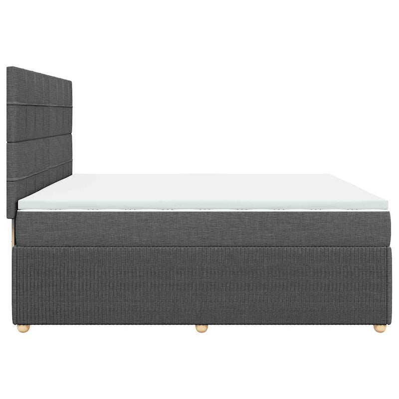 Pat box spring cu saltea, gri închis, 200x200 cm, textil