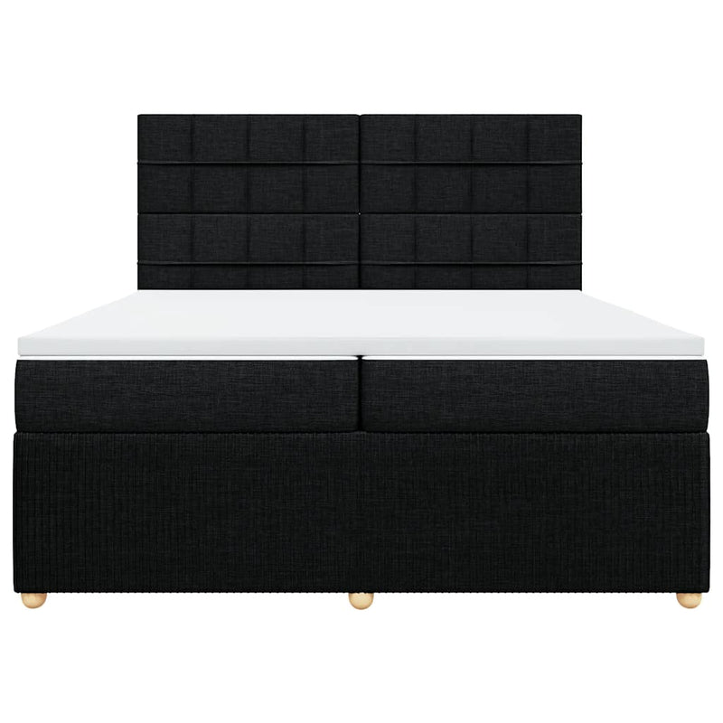 Pat box spring cu saltea, negru, 200x200 cm, textil