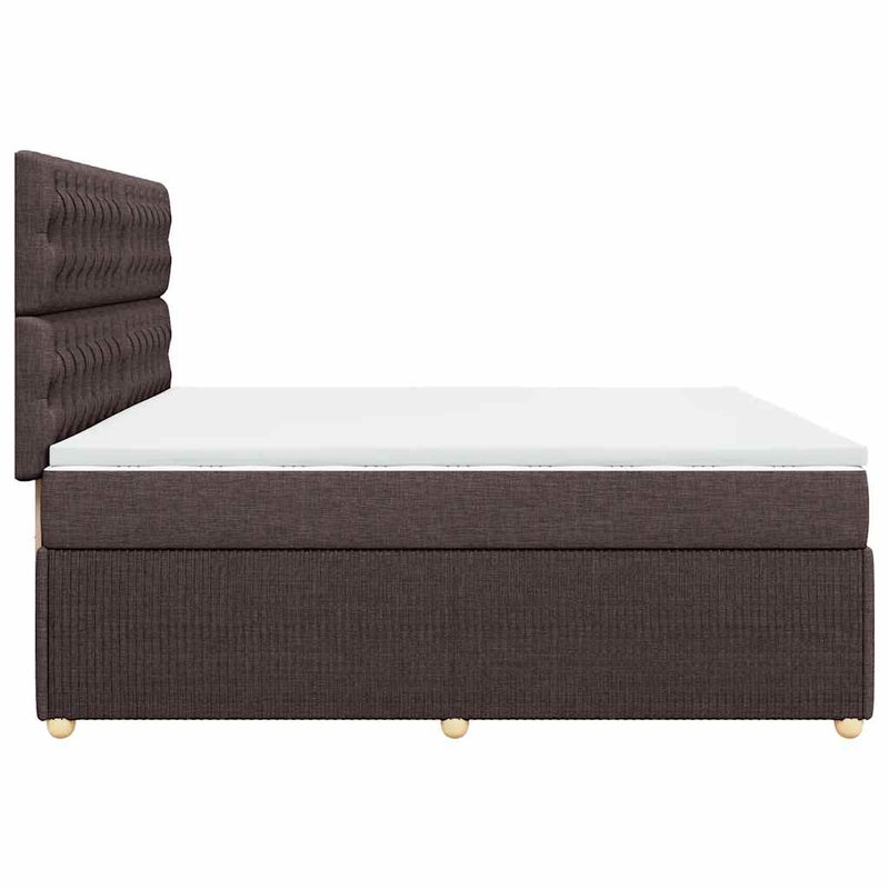 Pat box spring cu saltea, maro închis, 200x200 cm, textil