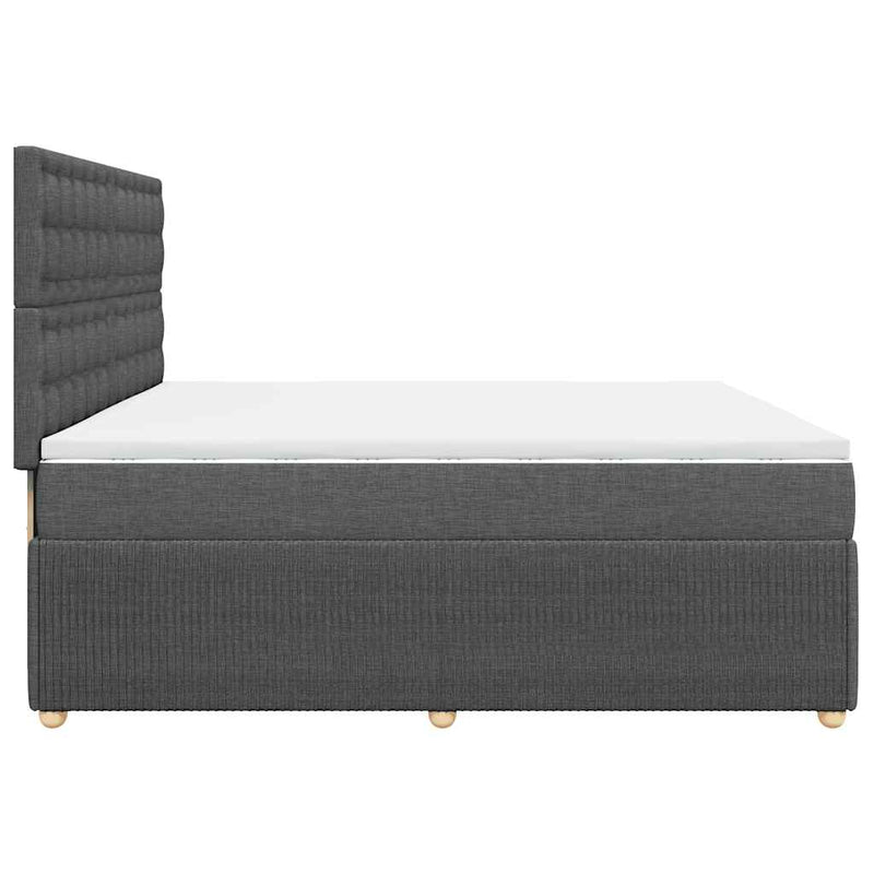 Pat box spring cu saltea, gri închis, 200x200 cm, textil